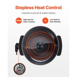 Sähköinen kaksiosainen 5 L kattila 1360W lasikansi portaaton lämpötilansäätö