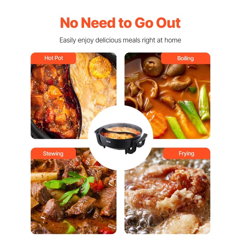 Sähköinen kaksiosainen 5 L kattila 1360W lasikansi portaaton lämpötilansäätö