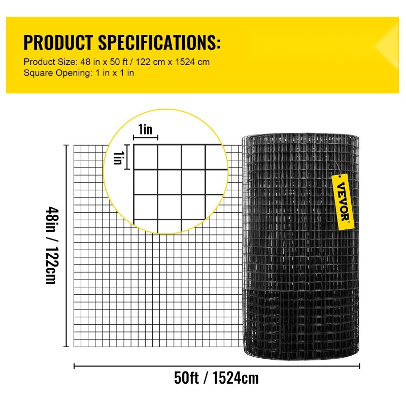 Hitsattu teräsverkkoaita galvanoitu ja vinyylipinnoitettu 122 x 1524 cm 1 tuuman silmäkoko