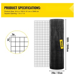 Hitsattu vinyylipinnoitettu galvanoitu verkkorulla 61x3048 cm 1x1 silmäkoko puutarha ja lemmikkiaitauksiin
