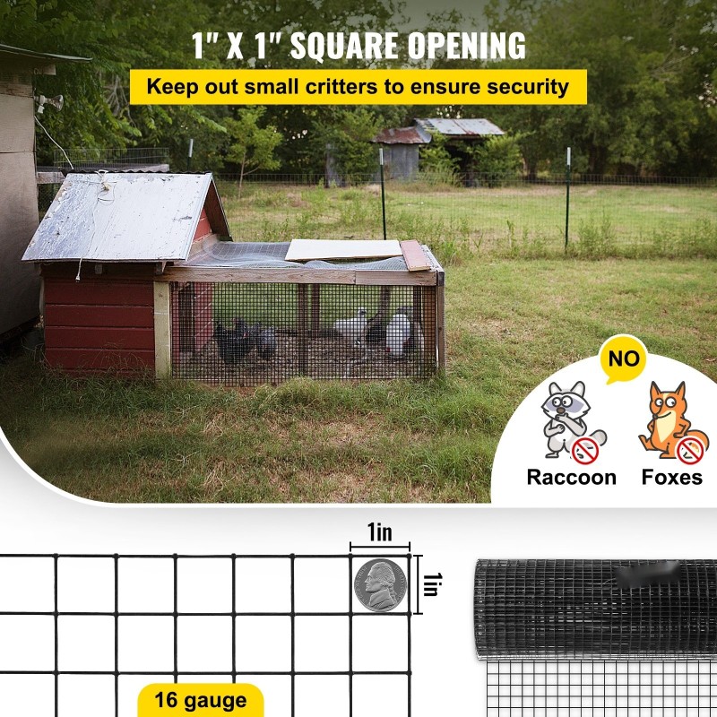 Hitsattu verkkorulla sinkitty teräs musta vinyylipinnoite 61 x 1524 cm 1x1