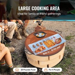 Pyöreä grilliritilä Q235-teräs 76 cm kahvoilla 20 kg kantavuus ulkokäyttöön