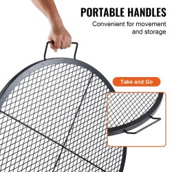 Pyöreä grilliritilä Q235-teräs 76 cm kahvoilla 20 kg kantavuus ulkokäyttöön