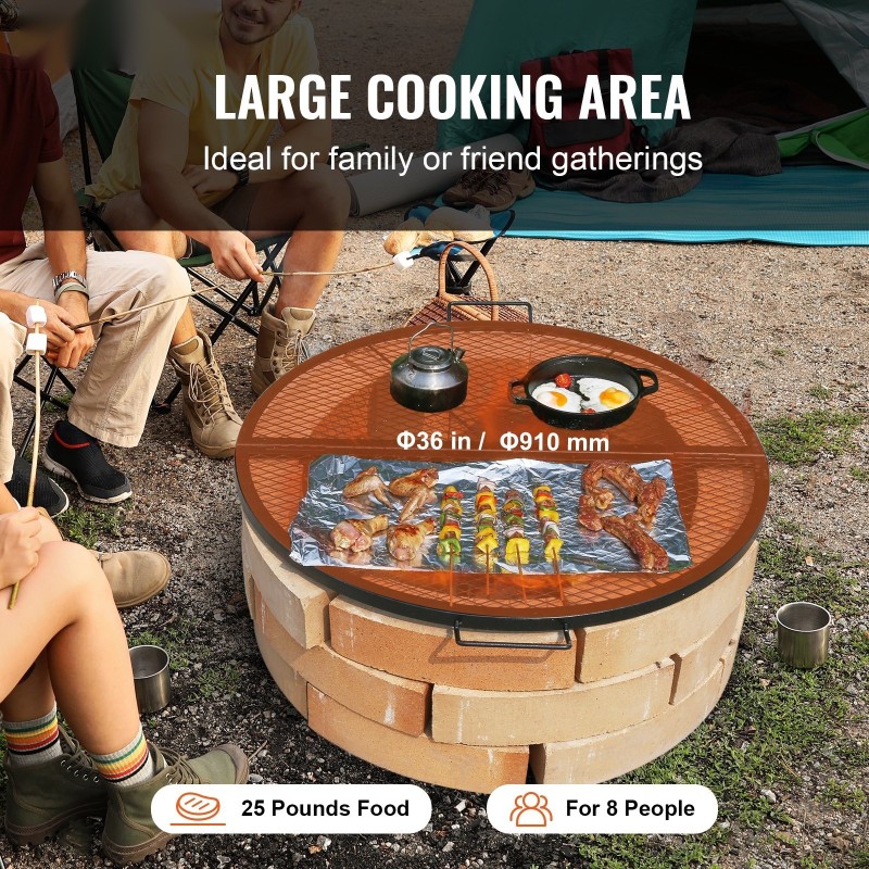 Grilliritilä kokoontaitettava pyöreä teräs 910 mm musta lämmönkestävä pinnoite