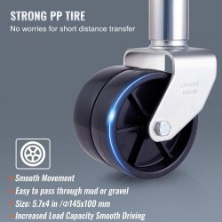 Aisatunkki pultattava hiiliteräsrunkoinen 89,7 cm 907 kg PP-pyörät kampi