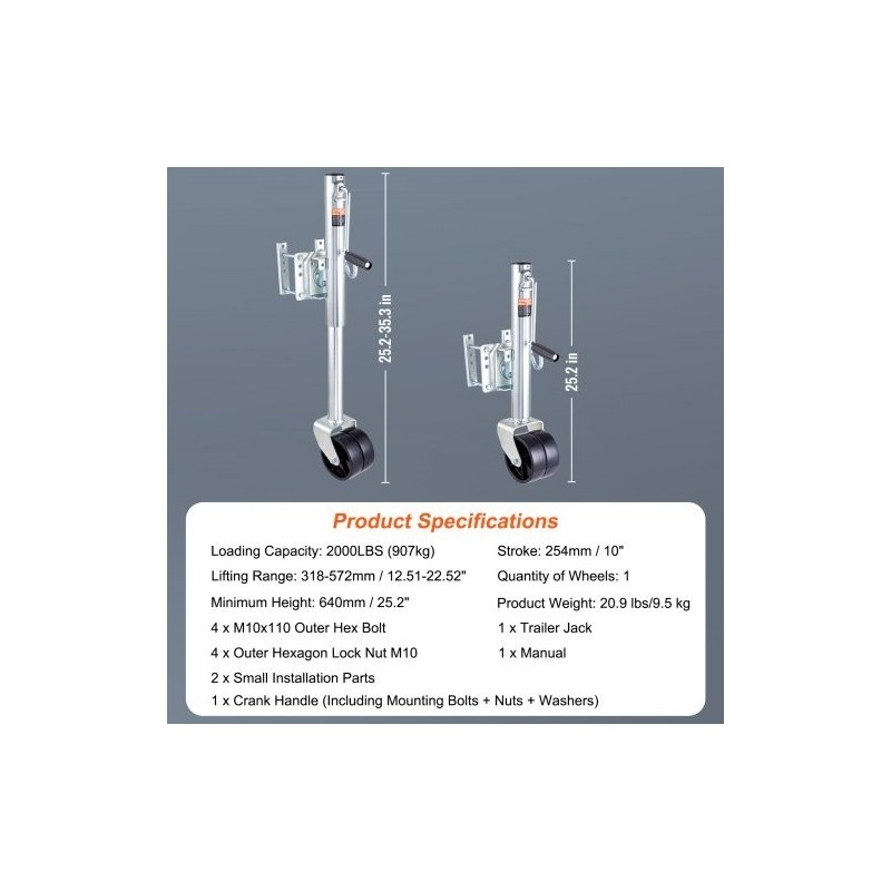 Aisatunkki pultattava hiiliteräsrunkoinen 89,7 cm 907 kg PP-pyörät kampi
