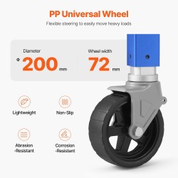 Perävaunun tunkki alumiiniseos 725 kg kantavuus pulttikiinnitys kääntyvä yksipyörä 10 tuuman nostokorkeus