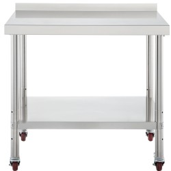 Ruostumattomasta teräksestä valmistelupöytä 76×61×89 cm 440 paunan kantavuus säädettävä alahylly