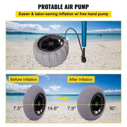 Ilmatäytteiset rantarenkaat termoplastista polyuretaania 16 tuumaa 2 kpl 25 mm akselille