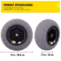 Ilmatäytteiset rantarenkaat termoplastista polyuretaania 16 tuumaa 2 kpl 25 mm akselille