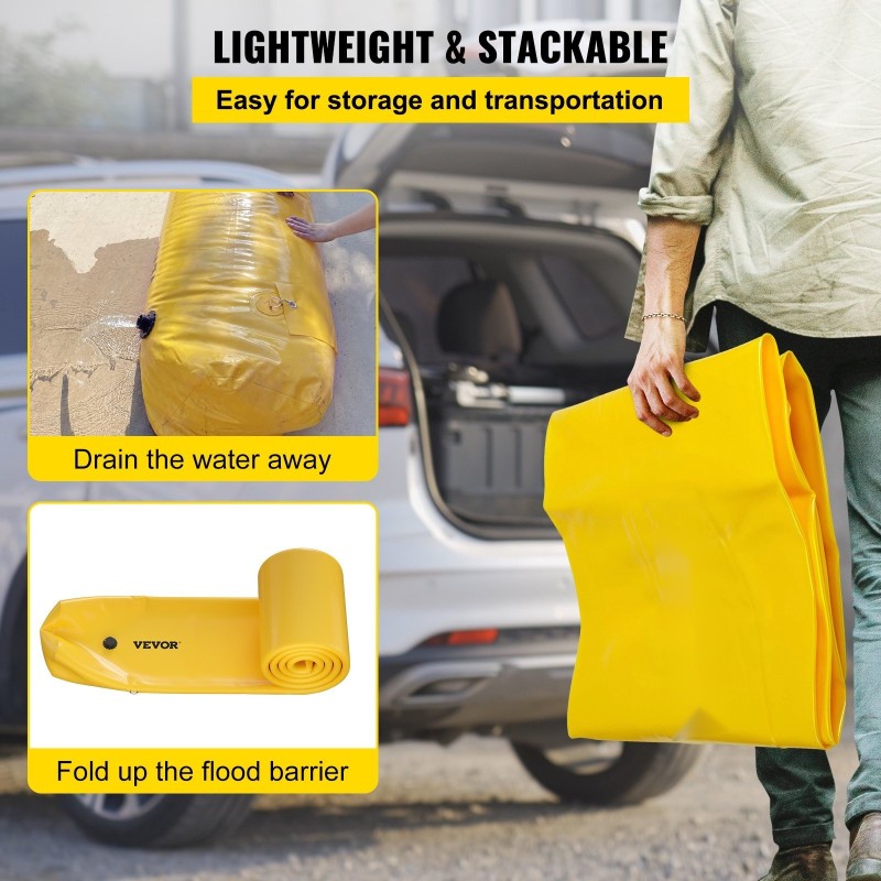 Tulvasuoja teollinen PVC-pressu 7,32 m 51 cm 30,5 cm keltainen