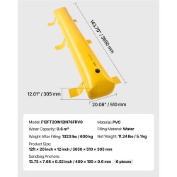 Vesitäytettävä tulvapato teollisuusluokan pressumateriaali 3,66 m pituus 51 cm korkeus ovien eteen