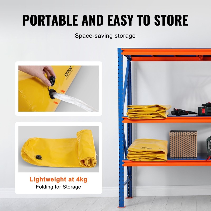 Tulvapussit uudelleenkäytettävät PVC-peitteiset 122×25×17 cm 4 kpl oviaukkoihin ajoteille