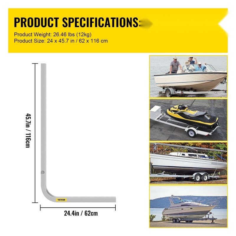 Ohjainkaaret alumiiniseoksesta 46 tuuman pari säädettävällä leveydellä asennustarvikkeet mukana venetraileriin