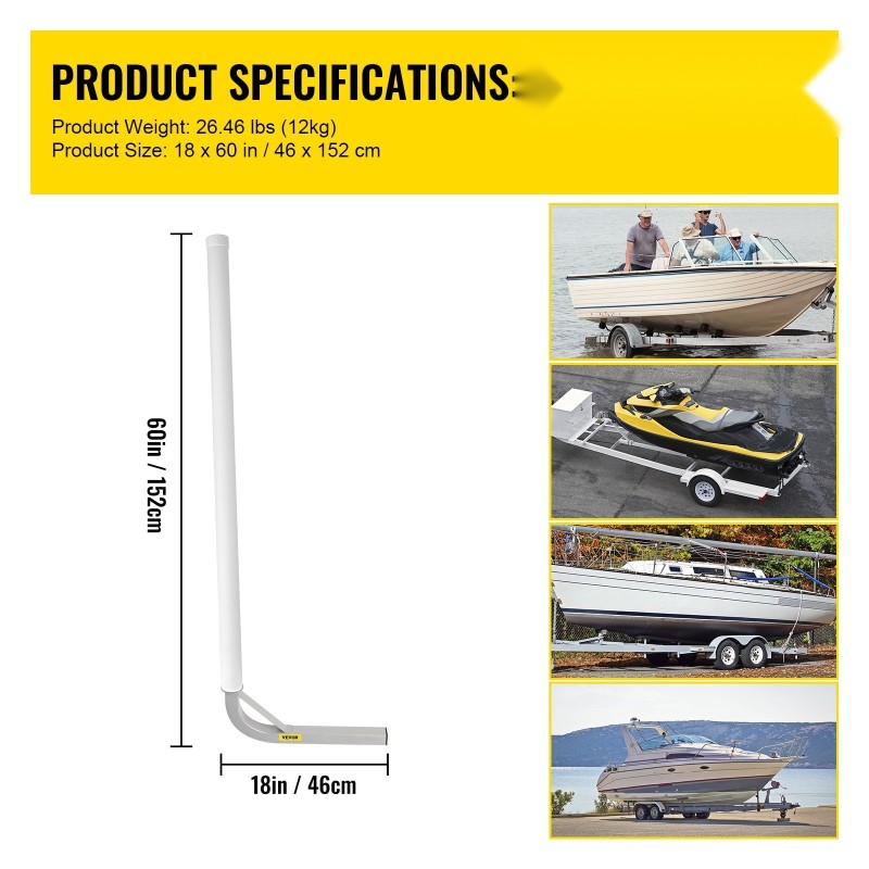 Jauhemaalatut teräksiset venetrailerin ohjainpylväät 152 cm 2 kpl PVC-suojaputket