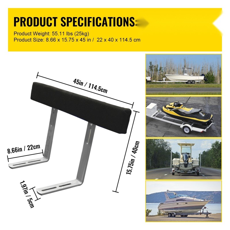 Veneen traileriohjurit teräskiinnikkein 1219 mm 2 matolla päällystettyä lautaa
