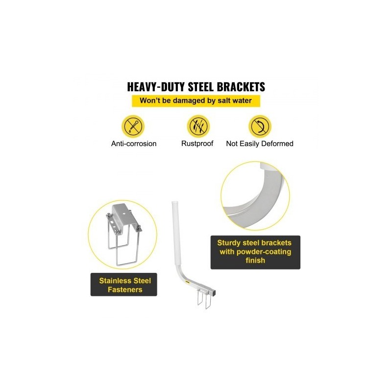 Säädettävä ohjainputkipari 22 tuuman PVC suojilla sinkitystä teräksestä venetrailereille