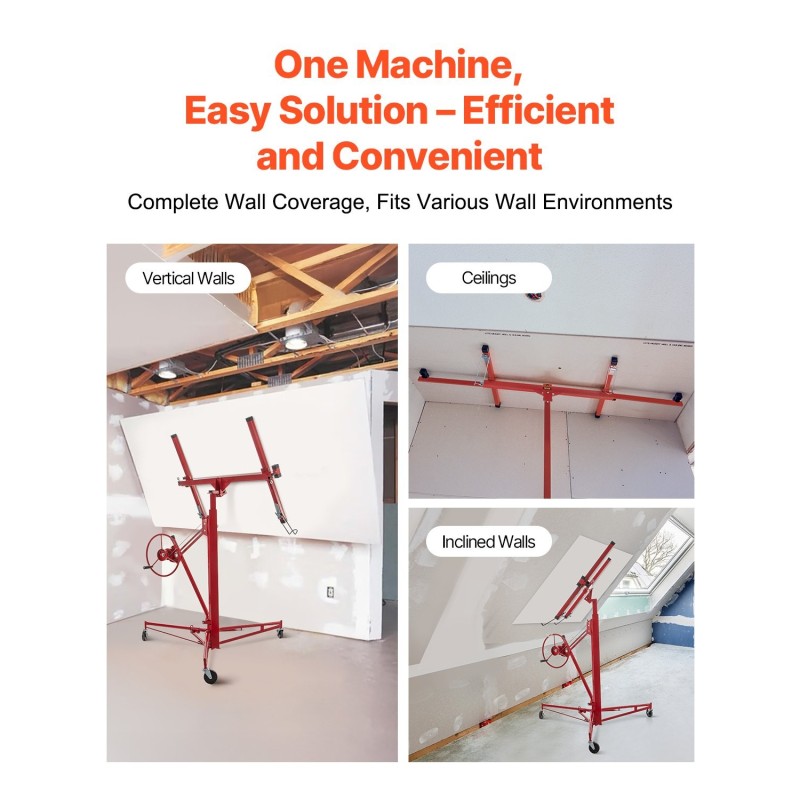 Kipsilevynostin hiiliteräs 68 kg kantokyky säädettävä korkeus 190-435 cm 122x488 cm
