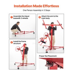 Kipsilevynostin hiiliteräs 68 kg kantokyky säädettävä korkeus 190-435 cm 122x488 cm