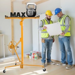 Kipsilevynostin teräsrunko enimmäiskorkeus 4877 mm kantavuus 68 kg teleskooppivarsi lukittavat pyörät