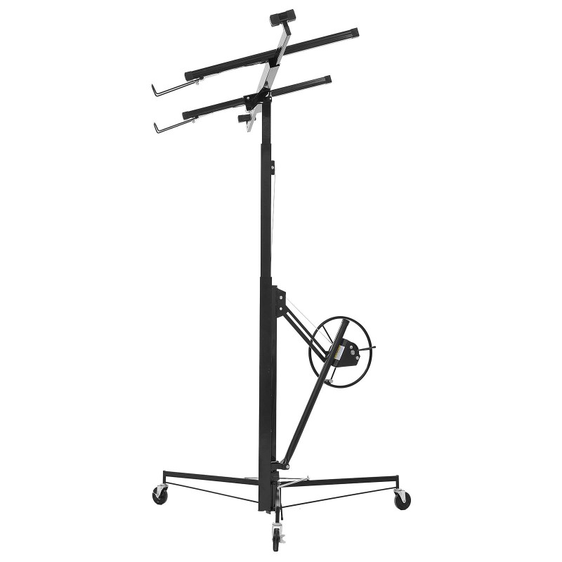 Kipsilevynostin teräsrunkoinen 68 kg kantavuus säädettävä teleskooppivarsi 3353 mm korkeus lukittavat pyörät