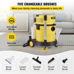 Märkä-kuivaimuri PP-muovi 20 l 1200 W 4-toimintoinen HEPA ja sienisuodatus 5 harjaa