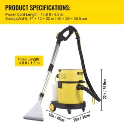 Märkä-kuivaimuri PP-muovi 20 l 1200 W 4-toimintoinen HEPA ja sienisuodatus 5 harjaa