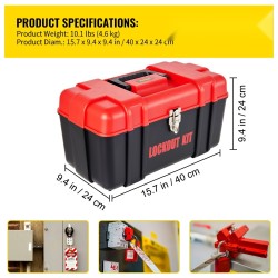 42-osainen lukitus- ja merkintäsarja sähkö- ja konehuoltoon riippulukoilla