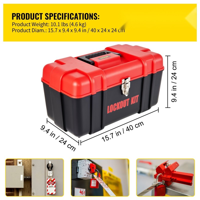 42-osainen lukitus- ja merkintäsarja sähkö- ja konehuoltoon riippulukoilla