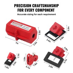 Lukitus ja merkintäsarja 59 osaa keltainen ripustettava laatikko 12 termoplastista turvalukkoa