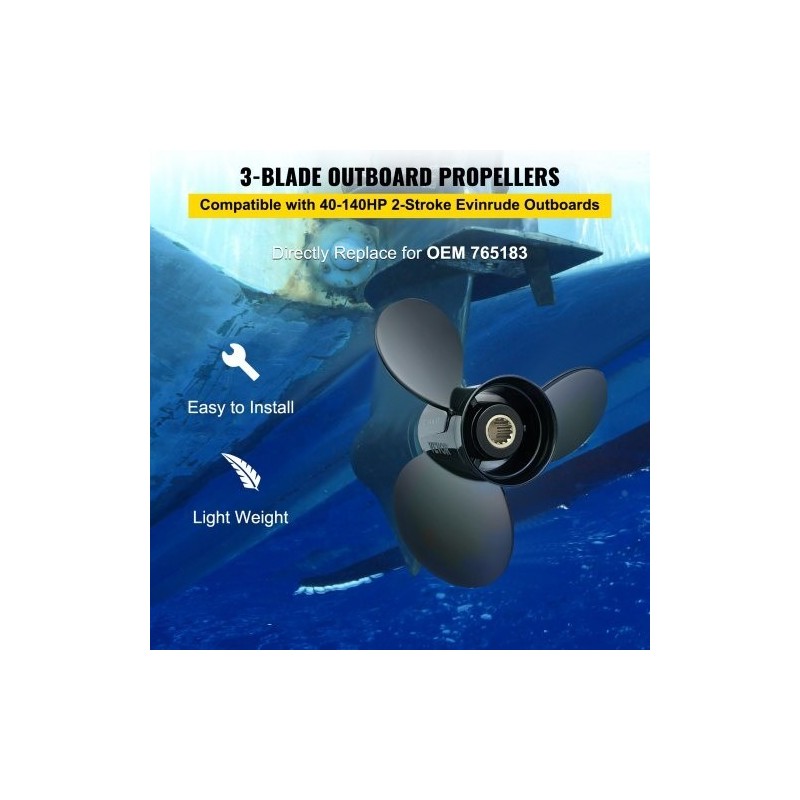 Perämoottorin potkuri alumiiniseos 3 lapaa 13,25 tuumaa 17 tuuman nousu 40-140HP 2-tahti