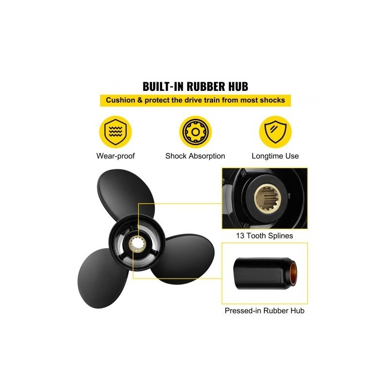 Perämoottorin potkuri alumiiniseos 3 lapaa 13,25 tuumaa 17 tuuman nousu 40-140HP 2-tahti