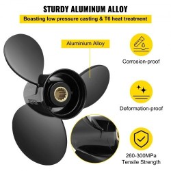 Perämoottorin potkuri alumiiniseos 3 lapaa 13,25 tuumaa 17 tuuman nousu 40-140HP 2-tahti