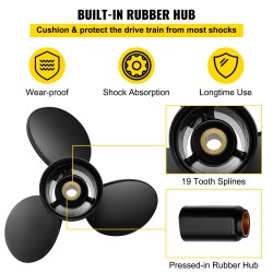 Perämoottorin alumiinipotkuri 3 lapaa 14,5 tuumaa 19 nousu 19 hammastusta oikeakätinen