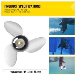 Perämoottorin potkuri duplex-ruostumaton teräs 3-lapainen 36,8 cm 21 tuumaa 19-hampainen oikeakätinen