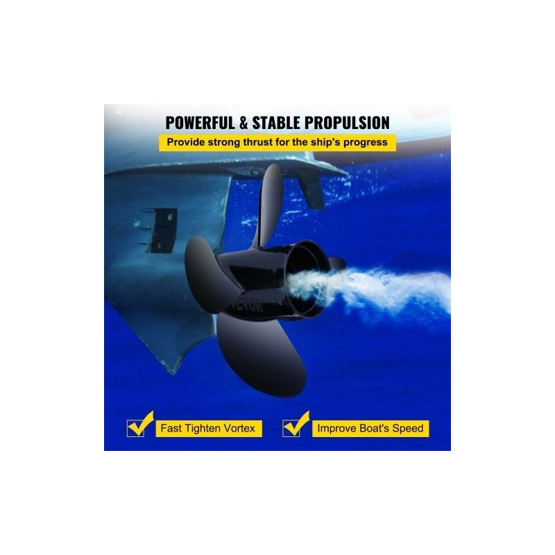 Perämoottorin alumiinipotkuri nelilapainen 10,3 tuumaa 13 tuuman nousu 13 urahammasta oikeakätinen