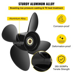 Perämoottorin potkuri alumiiniseos 4 lapaa 36,2 senttimetriä 19 tuuman nousu oikeakätinen