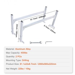 Pakettiauton kattoteline alumiiniseosinen 2 kpl säädettävä 1300–2060 mm 181 kg pora-asennus