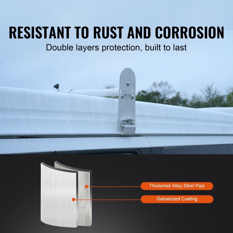 Sadevesikouruun asennettava pakettiauton galvanoitu seosteräs kattoteline 3 poikkipalkkia 1020–1900 mm 340 kg