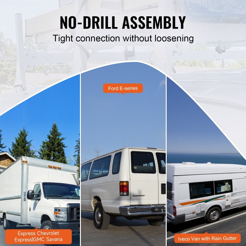 Galvanoitu teräs kattoteline täysikokoiselle pakettiautolle kolme poikkipalkkia sadevesikourukiinnitys kolmesataaneljäkymmenen