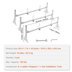 Galvanoitu teräs kattoteline täysikokoiselle pakettiautolle kolme poikkipalkkia sadevesikourukiinnitys kolmesataaneljäkymmenen