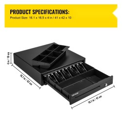 Kassalipas teräsrunko muovilokero kahdentoista voltin viisi setelilokeroa kuusi irrotettavaa kolikkolokeroa avainlukko