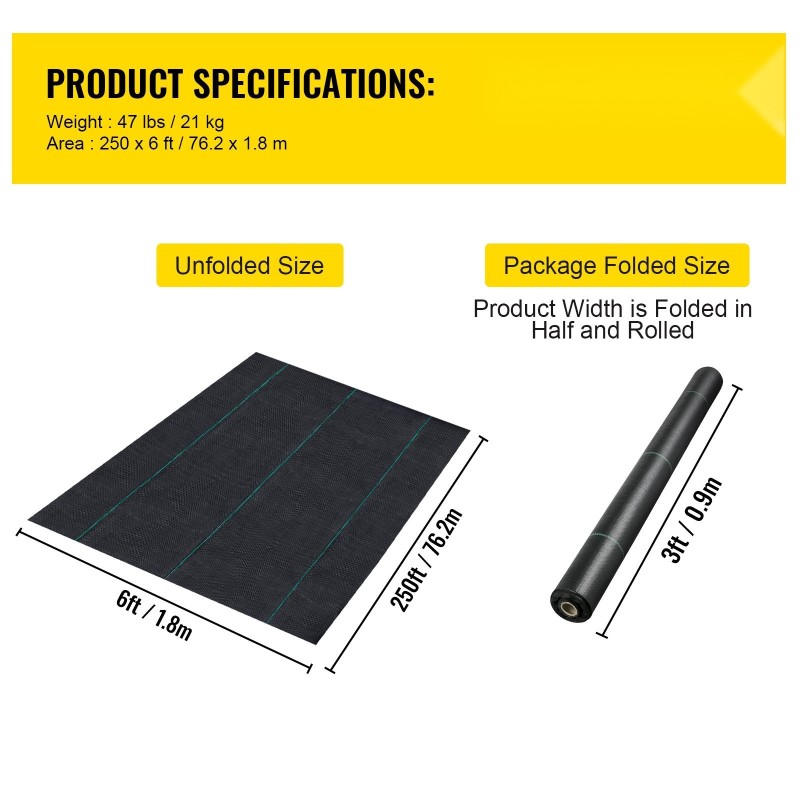 Rikkaruohokangas kudottu polypropeeni 1,8 metriä leveä 76 metriä pitkä rulla