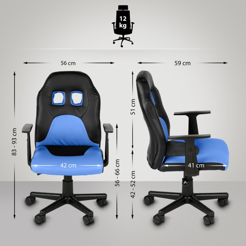 Lasten pelituoli säädettävä ergonominen toimistotuoli keinonahkaa