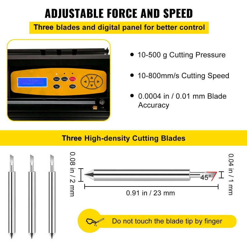 Vinyylileikkuri 28-tuumainen säädettävä nopeus ja voima lattiatelineellä mukana 5 vinyylirullaa