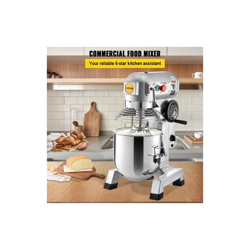 Yleiskone 10Qt 304-ruostumaton teräskulho 450W 3 nopeutta ajastin