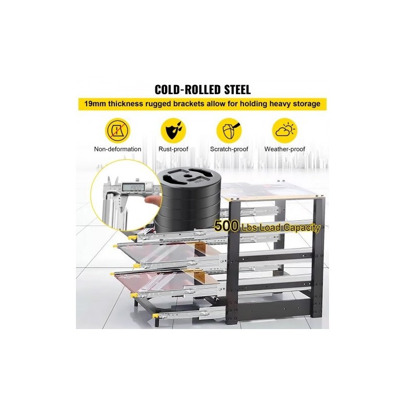 Teräksiset laatikkokiskot 121,9 cm 2 kpl 227 kg kolmiosainen täysulosveto
