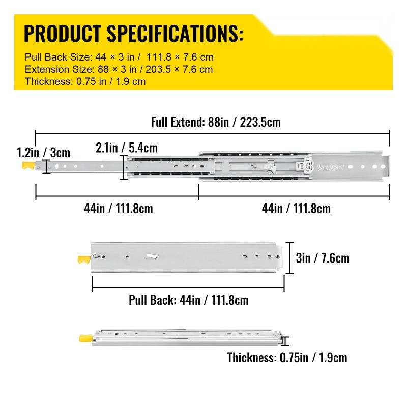Laatikkokiskot kylmävalssattua terästä 111,8 cm 2 kpl kolmiosaiset lukituksella sivukiinnitteiset 227 kg