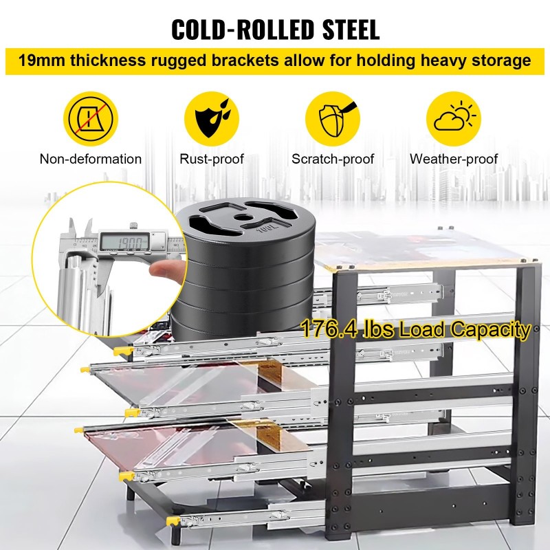 Laatikkokiskot 152,4 cm 2 kpl kylmävalssattu sinkitty teräs 227 kg kolmiosaiset lukituksella