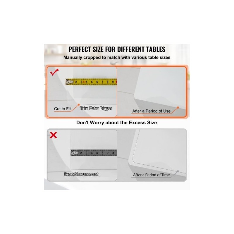 Läpinäkyvä PVC-muovinen pöydänsuoja 183 x 117 cm 1,5 mm paksu ruokapöydälle